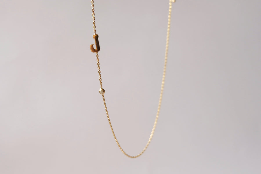 14 Karat Initial with Natural Diamond Necklace