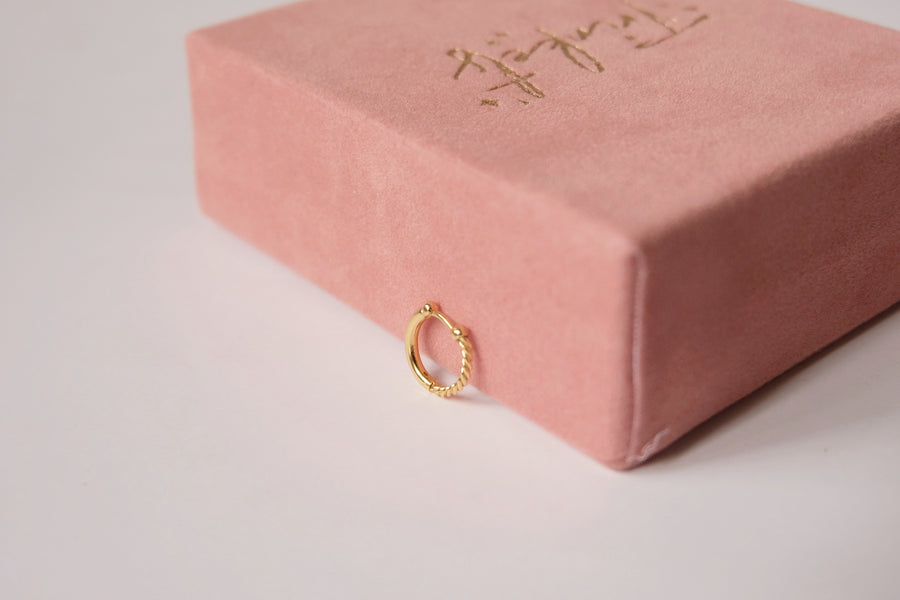 14 Karat Reversible Plain/Twisted Hoops (per piece)