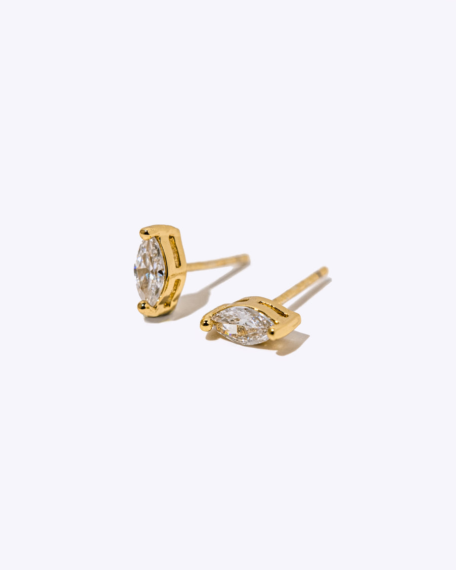 Marquis Stud Earrings Clear White