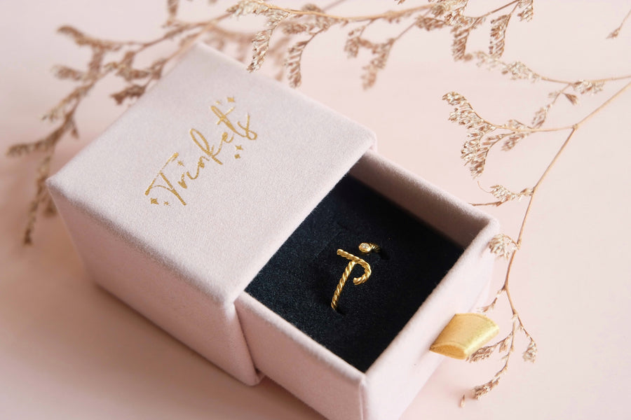 14 Karat Twisted Initial Diamond Ring