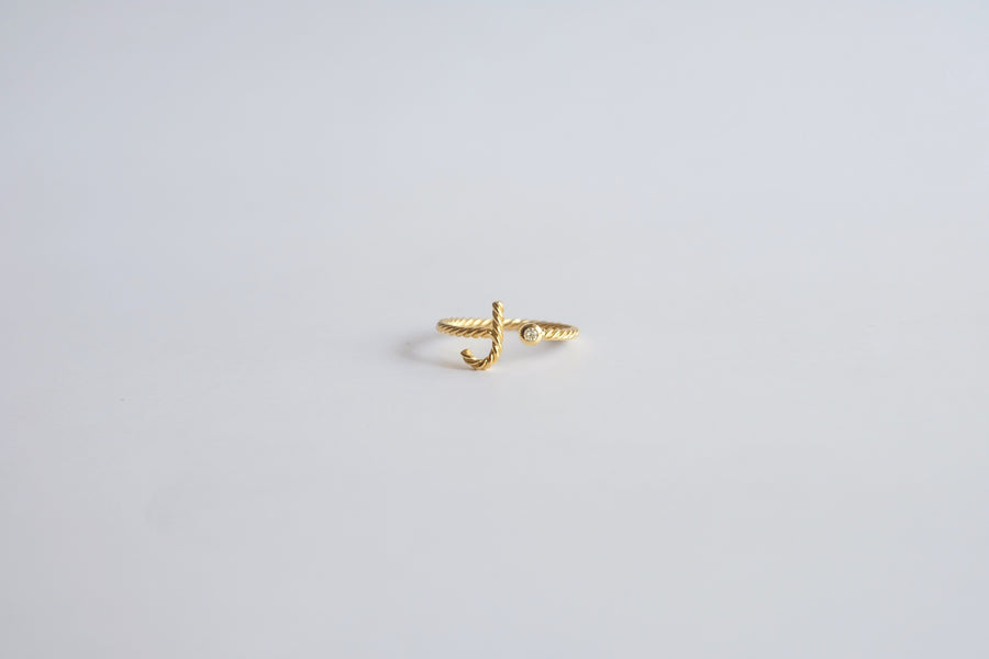 14 Karat Twisted Initial Diamond Ring