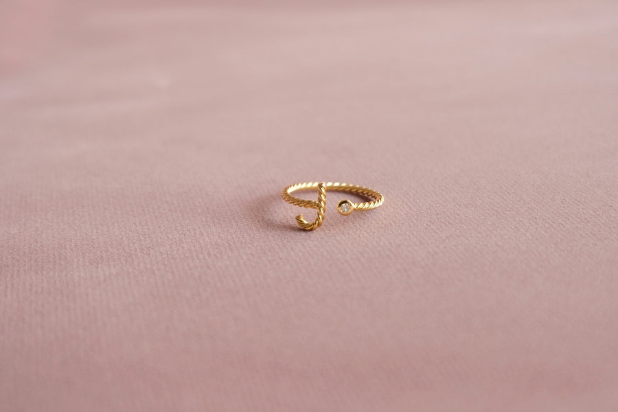14 Karat Twisted Initial Diamond Ring