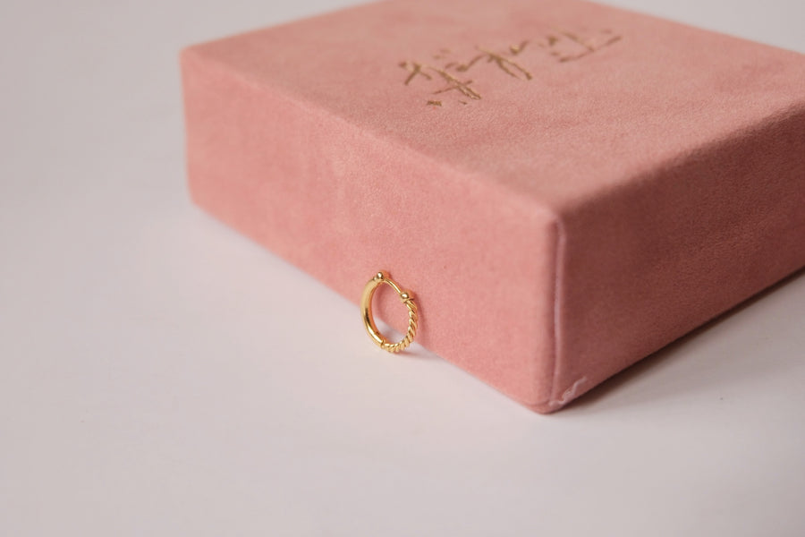 14 Karat Reversible Plain/Twisted Hoops (per piece)