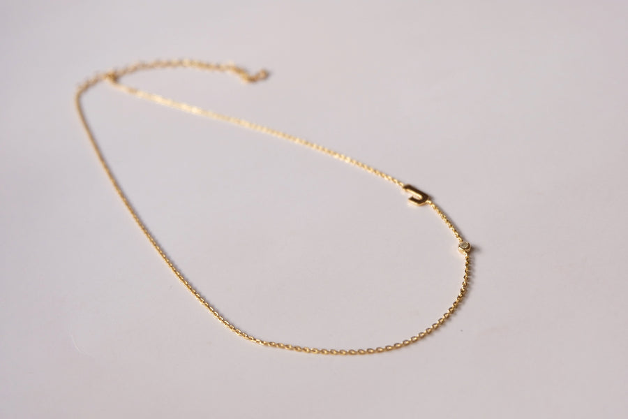 14 Karat Initial with Natural Diamond Necklace
