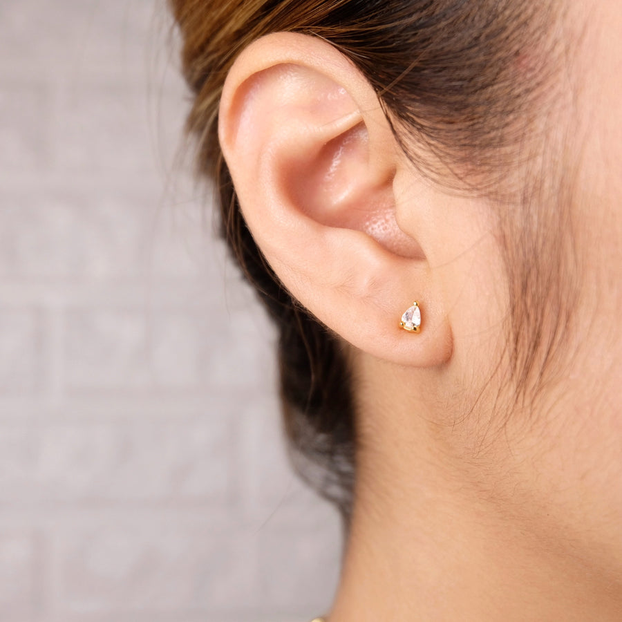 Pear Stud Earrings Clear White