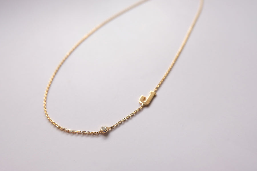 14 Karat Initial with Natural Diamond Necklace