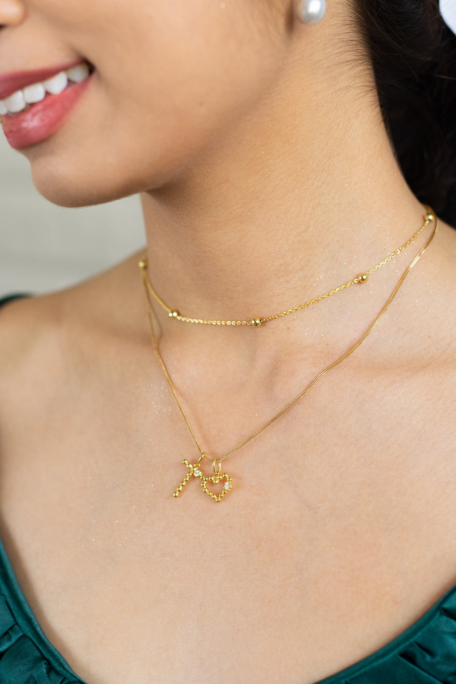 14 Karat Initial Bubble Pendant with Natural Diamond