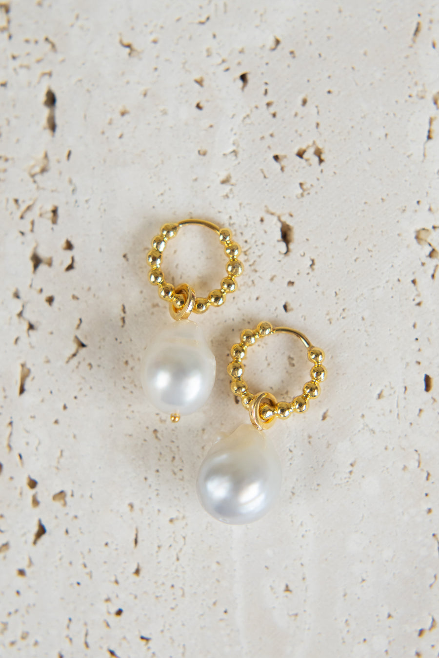 14 Karat Baroque Pearl & Bubble Hoop earrings