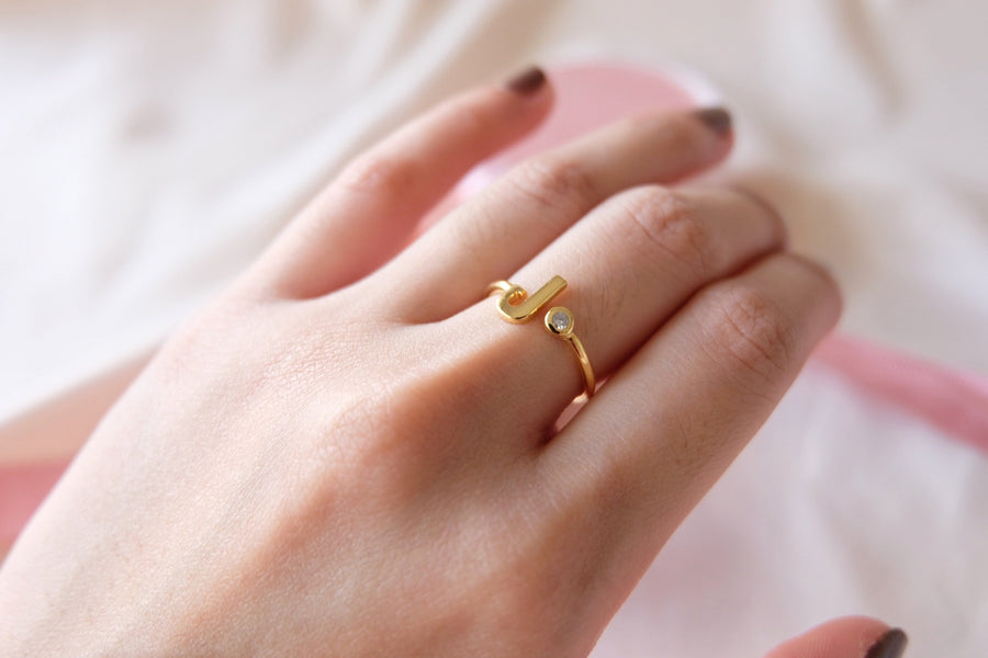 14 Karat Initial with Natural Diamond ring