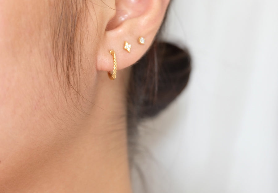 14 Karat Reversible Plain/Twisted Hoops (per piece)